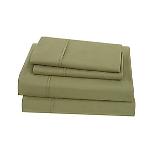 Longing for an instant bedroom refresh? Do yourself a solid by opting for this sumptuously soft solid tone sheet set made of 100% cotton. Crisp, cool and lightweight, like your favorite button-down shirt, this sheet set is made from 100% tight-weave cotton, making it more breathable so you can have a good night’s rest. For hot sleepers, that’s a cool thing. Plus, these sheets get even softer with each wash, making them an easy-breezy choice in relaxed living.Made of 100% cotton fabric for a soft, natural feel | Imported | Machine washable; must be washed in appropriate size equipment to avoid damage | Includes: one fitted sheet 60x80 inches with 13 inch pocket to fit up to a 15 inch deep mattress, one flat sheet 90x102 inches, and two pillowcases 20x32 inches.