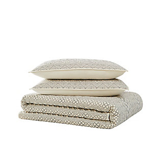 Brooklyn Loom Chase 3 Piece Full/Queen Quilt Set, Cream/Black, large