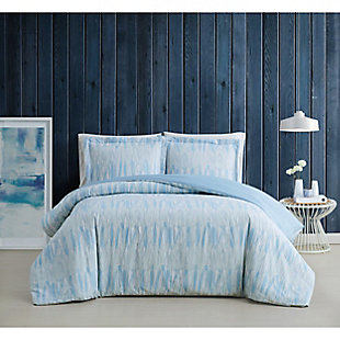 Brooklyn Loom Trevor 3 Piece Full/Queen Comforter Set, Blue/White, rollover