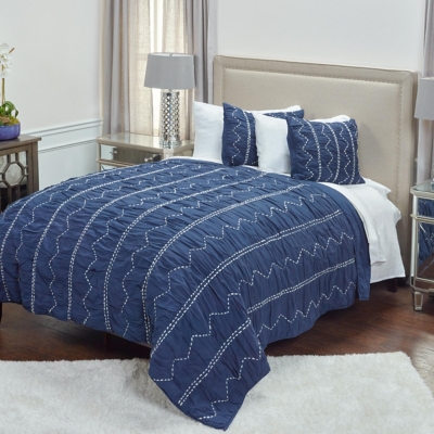 Cotton Sawyer Twin Quilt, Indigo, large