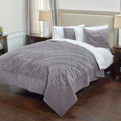 Cotton Collin Queen Quilt, Gray, large