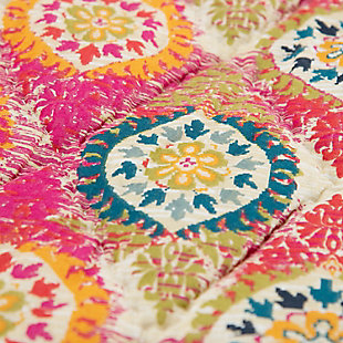 Cotton Serendipity 3 Piece King Quilt Set, Pink, rollover
