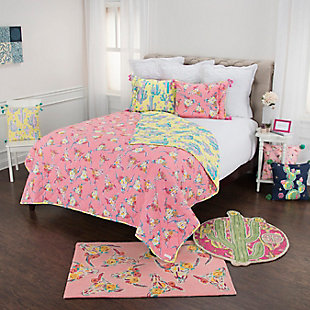 Cotton Simply Southern 3 Piece King Quilt Set, Pink, rollover