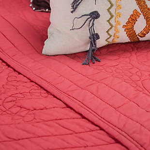 Go big on color and subtle on texture with this richly vibrant quilt with cotton voile face, matelassé pattern and hand-guided details. Its vivid hue will have you waking up on the bright side.100% cotton voile face  | Hand-guided quilting in matelassé pattern on outer edge; reversible with pattern | Machine wash cold, gentle cycle, tumble dry low, do not bleach | Imported | Polyester fill | Shams not included