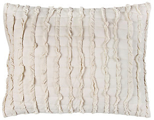 
Go easy on color and big on frills with this simply chic quilt with cotton face. Frilly and fun raised textural stripes turn a solid neutral tone into something truly sensational. 100% cotton face  | Quilted with multilayered frills applied by hand-guided machines  | Machine wash cold, gentle cycle, tumble dry low, do not bleach | Imported | Polyester fill | Shams not included