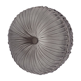 The Tufted Round Throw Pillow uses a solid silver grey velvet fabric to create a one of a kind accent to this bedding ensemble. These unique deeply tufted round pillows are sewn by hand and are finished with a fabric button on both sides. Special craftsmanship includes hand pleating.Comforter Set Includes: 1 Comforter, 2 Pillow Shams, 1 Bedskirt. | Made with design house quality fabric and craftsmanship. | Timeless take on traditional patterns with an updated color palette. | Dry Clean | Imported
