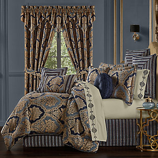 Five Queens Court Bristol 4-Piece California King Comforter Set, Indigo, rollover