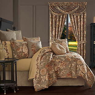 J.Queen New York Camellia 4-Piece King Comforter Set, Rust, rollover