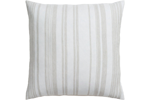Featuring clean and classic stripes in subtle-yet-impactful colors, this cozy collection will be just the stylish upgrade you've been looking for. It's made in India with a blend of linen and cotton, and features quality construction and high-end finishes. Choose from a range of coordinated bedding to complete the look.55% linen, 45% cotton | Knife-edge finish | Imported | Euro sham | Machine wash cold on gentle cycle