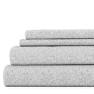 Home Collection Premium Ultra Soft Chambray Style Pattern 4-Piece King Bed Sheet Set, Ash Gray, large