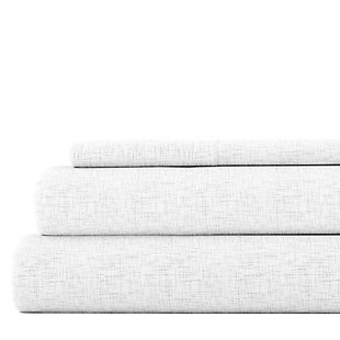 Home Collection Premium Ultra Soft Chambray Style Pattern 3-Piece Twin Bed Sheet Set, White, large
