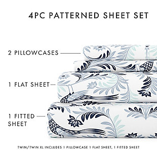 The Garden Estate Pattern Sheet Set by The Home Collection is the most luxurious bedding on the market at the most affordable price. The unparalleled softness and the excellent breathability that keeps you dry and cool throughout the night is sure to impress you. You comfort is of the utmost importance to us. In addition to impeccable comfort, our sheets are wrinkle resistant, twice as strong as cotton, and perfect for all seasons.Twin size set includes: 1 fitted sheet: 39" w x 75" l +14" , 1 flat sheet: 66" w x 96" l , 1 standard pillowcase: 20" w x 30" l | Double-brushed microfiber for outstanding comfort | Printed garden estate design for a classic addition to any bedroom decor | 14" deep pocket fitted sheets - accomandates a mattress up to 18" deep | Easy care: machine wash cold, tumble dry low, do not bleach, iron, or use fabric softener. Fade and wrinkle resistant | Imported