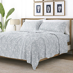 Home Collection Premium Ultra Soft Trellis Vine Pattern 4-Piece California King Bed Sheet Set, Ash Gray, rollover