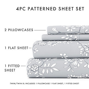 The Trellis Vine Pattern Sheet Set by The Home Collection is the most luxurious bedding on the market at the most affordable price. The unparalleled softness and the excellent breathability that keeps you dry and cool throughout the night is sure to impress you. You comfort is of the utmost importance to us. In addition to impeccable comfort, our sheets are wrinkle resistant, twice as strong as cotton, and perfect for all seasons.Twin size set includes: 1 fitted sheet: 39" w x 75" l +14" , 1 flat sheet: 66" w x 96" l , 1 standard pillowcase: 20" w x 30" l | Double-brushed microfiber for outstanding comfort | Printed trellis vine design for a classic addition to any bedroom decor | 14" deep pocket fitted sheets - accomandates a mattress up to 18" deep | Easy care: machine wash cold, tumble dry low, do not bleach, iron, or use fabric softener. Fade and wrinkle resistant | Imported