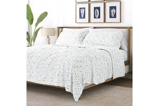 The Wildflower Pattern Sheet Set by The Home Collection is the most luxurious bedding on the market at the most affordable price. The unparalleled softness and the excellent breathability that keeps you dry and cool throughout the night is sure to impress you. You comfort is of the utmost importance to us. In addition to impeccable comfort, our sheets are wrinkle resistant, twice as strong as cotton, and perfect for all seasons.Twin size set includes: 1 fitted sheet: 39" w x 75" l +14" , 1 flat sheet: 66" w x 96" l , 1 standard pillowcase: 20" w x 30" l | Double-brushed microfiber for outstanding comfort | Printed wildflower design for a classic addition to any bedroom decor | 14" deep pocket fitted sheets - accomandates a mattress up to 18" deep | Easy care: machine wash cold, tumble dry low, do not bleach, iron, or use fabric softener. Fade and wrinkle resistant | Imported