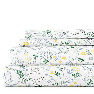 The Wildflower Pattern Sheet Set by The Home Collection is the most luxurious bedding on the market at the most affordable price. The unparalleled softness and the excellent breathability that keeps you dry and cool throughout the night is sure to impress you. You comfort is of the utmost importance to us. In addition to impeccable comfort, our sheets are wrinkle resistant, twice as strong as cotton, and perfect for all seasons.Twin size set includes: 1 fitted sheet: 39" w x 75" l +14" , 1 flat sheet: 66" w x 96" l , 1 standard pillowcase: 20" w x 30" l | Double-brushed microfiber for outstanding comfort | Printed wildflower design for a classic addition to any bedroom decor | 14" deep pocket fitted sheets - accomandates a mattress up to 18" deep | Easy care: machine wash cold, tumble dry low, do not bleach, iron, or use fabric softener. Fade and wrinkle resistant | Imported