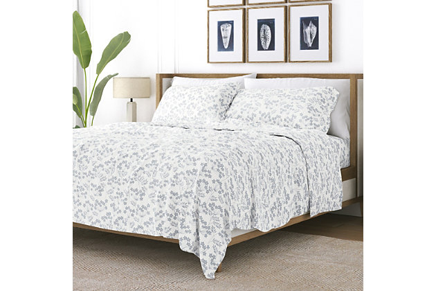 The Chantilly Lace Pattern Sheet Set by The Home Collection is the most luxurious bedding on the market at the most affordable price. The unparalleled softness and the excellent breathability that keeps you dry and cool throughout the night is sure to impress you. You comfort is of the utmost importance to us. In addition to impeccable comfort, our sheets are wrinkle resistant, twice as strong as cotton, and perfect for all seasons.Twin size set includes: 1 fitted sheet: 39" w x 75" l +14" , 1 flat sheet: 66" w x 96" l , 1 standard pillowcase: 20" w x 30" l | Double-brushed microfiber for outstanding comfort | Printed chantilly lace design for a classic addition to any bedroom decor | 14" deep pocket fitted sheets - accomandates a mattress up to 18" deep | Easy care: machine wash cold, tumble dry low, do not bleach, iron, or use fabric softener. Fade and wrinkle resistant | Imported
