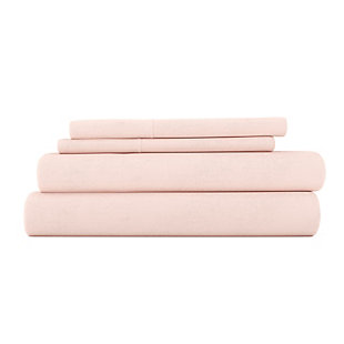 Home Collection Premium 4-Piece Ultra Soft Flannel Queen Bed Sheet Set, Blush, rollover
