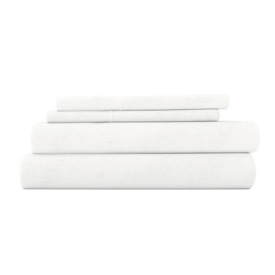 Home Collection Premium 3-Piece Ultra Soft Flannel Twin Bed Sheet Set, White, rollover