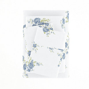 Add a pop of color and warmth to your bedroom decor with this stylish Rose Bunch flannel sheet set available in both Light Blue and Pink. These sheets are finely crafted of a cotton-rich blend. The ultimate softness and dense fabric is specifically designed to keep you snuggled up and cozy all night long.Queen size set includes: 1 fitted sheet: 60" w x 80" l + 14" , 1 flat sheet: 90" w x 102" l , 2 standard pillowcases: 20" w x 30" l | Made of ultra-soft 100% cotton | Printed rose bunch pattern for a classic addition to any bedroom decor | 14" deep pocket fitted sheets -accomandates a mattress up to 18" deep | Easy care: machine wash cold, tumble dry low, do not bleach, iron, or use fabric softener. Fade and wrinkle resistant | Imported