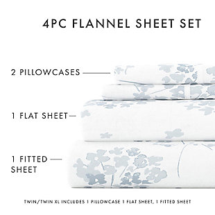 You are sure to enjoy your coziest night's sleep with our ultra soft Flower Bunch Flannel Sheet Set by ienjoy Home. Crafted from the most plush cotton-rich blend, you will never want to get out of these super soft and warm sheets. Available in Light Blue and Pink and designed to match any style!California king size set includes: 1 fitted sheet: 72" w x 84" l + 14", 1 flat sheet: 108" w x 102" l, 2 king pillowcases: 20" w x 40" l | Made of ultra-soft 100% cotton | Printed flower bunch pattern for a classic addition to any bedroom decor | 14" deep pocket fitted sheets -accomandates a mattress up to 18" deep | Easy care: machine wash cold, tumble dry low, do not bleach, iron, or use fabric softener. Fade and wrinkle resistant | Imported