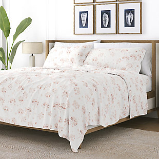 Home Collection Premium Flower Bunch 3-Piece Flannel Twin Bed Sheet Set, Pink, rollover