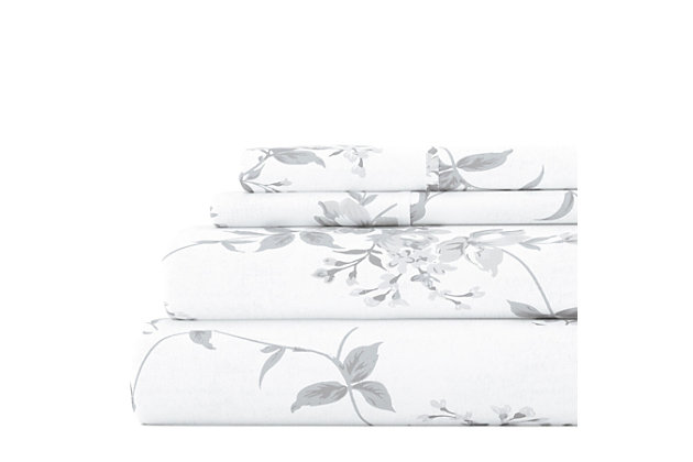 Add a pop of color and warmth to your bedroom decor with this stylish Sylvan Rose flannel sheet set. These sheets are finely crafted of a cotton-rich blend. The ultimate softness and dense fabric is specifically designed to keep you snuggled up and cozy all night long.Twin size set includes: 1 fitted sheet: 39" w x 75" l +14" , 1 flat sheet: 66" w x 96" l , 1 standard pillowcase: 20" w x 30" l | Made of ultra-soft 100% cotton | Printed sylvan rose pattern for a classic addition to any bedroom decor | 14" deep pocket fitted sheets -accomandates a mattress up to 18" deep | Easy care: machine wash cold, tumble dry low, do not bleach, iron, or use fabric softener. Fade and wrinkle resistant | Imported