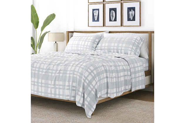 Add a pop of color and warmth to your bedroom decor with this stylish Woven flannel sheet set. These sheets are finely crafted of a cotton-rich blend. The ultimate softness and dense fabric is specifically designed to keep you snuggled up and cozy all night long.Twin size set includes: 1 fitted sheet: 39" w x 75" l +14" , 1 flat sheet: 66" w x 96" l , 1 standard pillowcase: 20" w x 30" l | Made of ultra-soft 100% cotton | Printed woven pattern for a classic addition to any bedroom decor | 14" deep pocket fitted sheets -accomandates a mattress up to 18" deep | Easy care: machine wash cold, tumble dry low, do not bleach, iron, or use fabric softener. Fade and wrinkle resistant | Imported