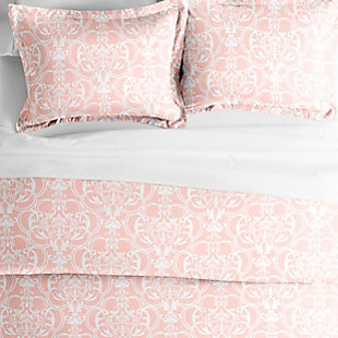 Add a pop of color to your bedroom decor with the beautiful Romantic Damask 2-Piece Duvet Cover Set by iEnjoy Home! We crafted this product with your ultimate comfort in mind. It is ultra soft and velvety smooth. The microfiber construction is durable, wrinkle resistant, and 100% hypoallergenic! This Duvet Cover Set is the perfect addition to any bedroom!Twin Size Set Includes: 1 Duvet Cover: 74" x 94", 1 Standard Sham: 20" x 26" (2" flange) | Made with the highest quality imported microfiber yarns | Printed Romantic Damask pattern for a classic addition to any bedroom decor | Zippered Closure | Superior weave for durability and a buttery-soft feel | Imported