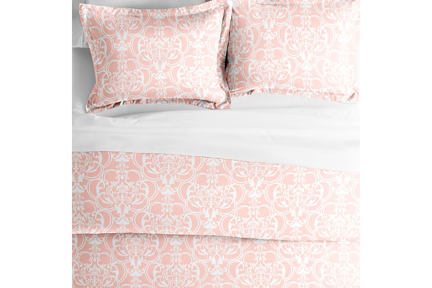 Add a pop of color to your bedroom decor with the beautiful Romantic Damask 2-Piece Duvet Cover Set by iEnjoy Home! We crafted this product with your ultimate comfort in mind. It is ultra soft and velvety smooth. The microfiber construction is durable, wrinkle resistant, and 100% hypoallergenic! This Duvet Cover Set is the perfect addition to any bedroom!Twin Size Set Includes: 1 Duvet Cover: 74" x 94", 1 Standard Sham: 20" x 26" (2" flange) | Made with the highest quality imported microfiber yarns | Printed Romantic Damask pattern for a classic addition to any bedroom decor | Zippered Closure | Superior weave for durability and a buttery-soft feel | Imported