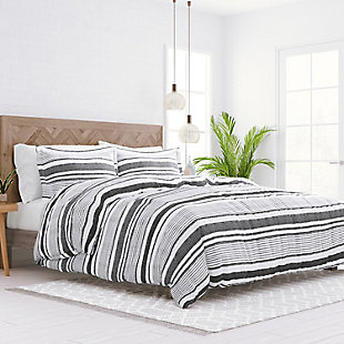 iEnjoy home Premium Ultra Soft Vintage Stripe Pattern 3-Piece King Duvet Cover Set, Gray, large