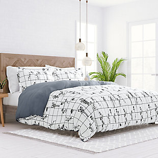 Home Collection Premium Ultra Soft Flower Field Pattern 3-Piece Reversible King Duvet Cover Set, Charcoal/White, large