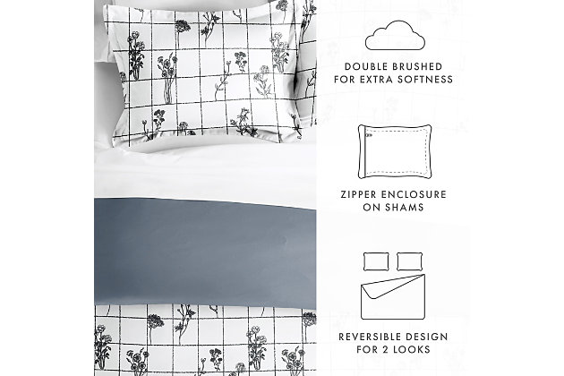 Enjoy the ultimate comfort and elegance with the Flower Field 2-Piece Reversible Duvet Cover Set by iEnjoy Home. Both the Duvet Cover and the matching Shams are crafted with the finest microfiber that’s softness is unsurpassed. In addition, this quality set is durable, fade resistant, and wrinkle resistant.Twin Size Set Includes: 1 Duvet Cover: 74" x 94", 1 Standard Sham: 20" x 26" (2" flange) | Made with the highest quality imported microfiber yarns | Printed Flower Field pattern reverse to Gray solid | Zippered Closure | Superior weave for durability and a buttery-soft feel | Imported