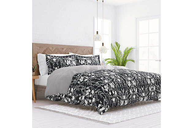 Add a pop of color to your bedroom decor with the beautiful Secret Garden 2-Piece Reversible Duvet Cover Set by iEnjoy Home! We crafted this product with your ultimate comfort in mind. It is ultra soft and velvety smooth. The microfiber construction is durable, wrinkle resistant, and 100% hypoallergenic! This Duvet Cover Set is the perfect addition to any bedroom!Twin Size Set Includes: 1 Duvet Cover: 74" x 94", 1 Standard Sham: 20" x 26" (2" flange) | Made with the highest quality imported microfiber yarns | Printed Secret Garden pattern reverse to Light Gray solid | Zippered Closure | Superior weave for durability and a buttery-soft feel | Imported