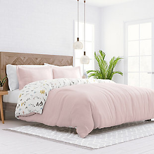 Home Collection Premium Ultra Soft Wild Flower Pattern 3-Piece Reversible King Duvet Cover Set, Pink, rollover