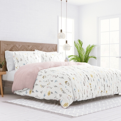 Home Collection Premium Ultra Soft Wild Flower Pattern 3-Piece Reversible Twin Duvet Cover Set, Pink, large