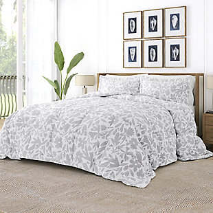 Home Collection Premium Down Alternative Abstract Garden Patterned Queen Comforter Set, Ash Gray, rollover