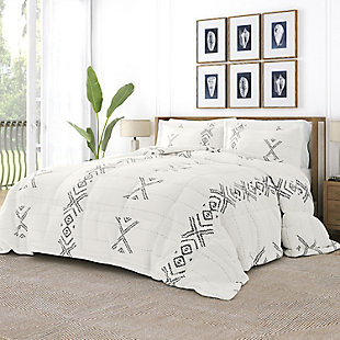 Home Collection Premium Down Alternative Urban Stitch Patterned Queen Comforter Set, Charcoal/White, rollover