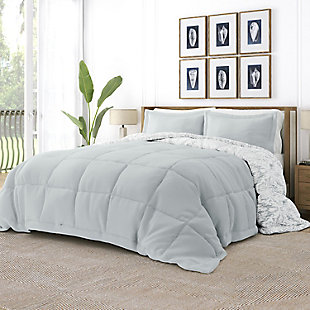 Home Collection Premium Down Alternative English Countryside Reversible King Comforter Set, Light Blue, rollover
