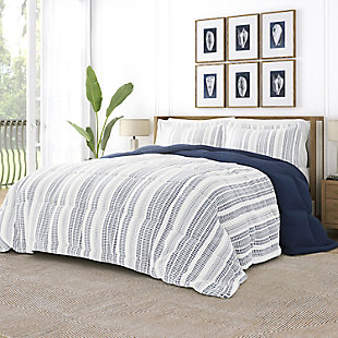 Home Collection Premium Down Alternative Farmhouse Dreams Reversible King Comforter Set, Navy, large