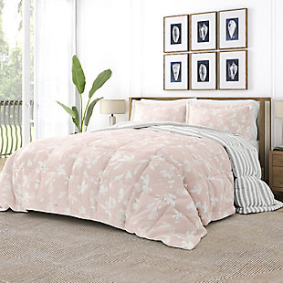 Home Collection Premium Down Alternative Pressed Flowers Reversible King Comforter Set, Pink, large