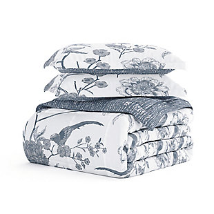 The perfect comforter to keep you cozy all year round. The Down Alternative Molly Botanicals Patterned reversible comforter set from the Home Collection features the perfect loft and Down-like feel to keep you warm and toasty while you sleep. Designed for healthy living and 100% hypoallergenic for allergy sufferers, this luxury comforter presents a quality alternative to Down with incredible loft and end to end baffle-box construction, preventing fiber from shifting, eliminating the need for regular fluffing.Twin Size Set Includes: 1 Comforter: 70" x 90", 1 Standard Sham: 20" x 26" (2" flange) | Light-weight shell for exceptional softness and drape | Generous baffle box stitching for optimum loft | Printed Molly Bontanicals pattern reverse to Heathered Pearls | Evenly filled for superior warmth | Imported