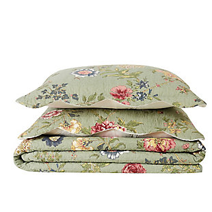 American Traditions Edens Garden 3-Piece King Quilt Set, Green, large