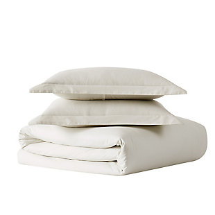Brooklyn Loom Classic Cotton 3-Piece Full/Queen Duvet Set, Ivory, large