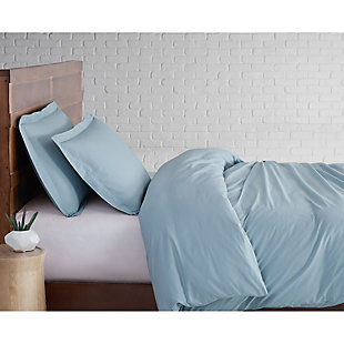 Fresh, cool and lightweight, just like your favorite button-down shirt. Tight-weave cotton makes this solid duvet cover and coordinating sham more breathable to ensure a good night's rest, especially for hot sleepers. This contemporary collection gets softer with every wash while also giving you that crisp hotel look, particularly when ironed.Made of 100% cotton | Imported | Set includes duvet cover and 1 pillow sham; insert not included | Button closure on duvet cover | Machine washable; use appropriately sized washer to avoid excess wear | Machine wash cold on gentle cycle, no bleach; tumble dry