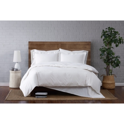 Brooklyn Loom Classic Cotton 3-Piece Full/Queen Duvet Set, White, large