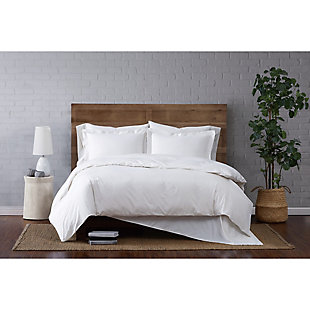 Fresh, cool and lightweight, just like your favorite button-down shirt. Tight-weave cotton makes this solid duvet cover and coordinating shams more breathable to ensure a good night's rest, especially for hot sleepers. This contemporary collection gets softer with every wash while also giving you that crisp hotel look, particularly when ironed.Made of 100% cotton | Imported | Set includes duvet cover and 2 pillow shams; insert not included | Button closure on duvet cover | Machine washable; use appropriately sized washer and dryer to avoid damage | Machine wash cold on gentle cycle, no bleach; tumble dry