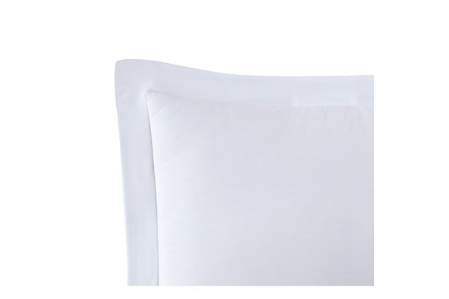 Fresh, cool and lightweight, just like your favorite button-down shirt. Tight-weave cotton makes this solid duvet cover and coordinating shams more breathable to ensure a good night's rest, especially for hot sleepers. This contemporary collection gets softer with every wash while also giving you that crisp hotel look, particularly when ironed.Made of 100% cotton | Imported | Set includes duvet cover and 2 pillow shams; insert not included | Button closure on duvet cover | Machine washable; use appropriately sized washer and dryer to avoid damage | Machine wash cold on gentle cycle, no bleach; tumble dry