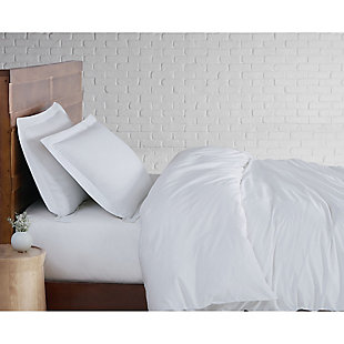 Fresh, cool and lightweight, just like your favorite button-down shirt. Tight-weave cotton makes this solid duvet cover and coordinating sham more breathable to ensure a good night's rest, especially for hot sleepers. This contemporary collection gets softer with every wash while also giving you that crisp hotel look, particularly when ironed.Made of 100% cotton | Imported | Set includes duvet cover and 1 pillow sham; insert not included | Button closure on duvet cover | Machine washable; use appropriately sized washer and dryer to avoid damage | Machine wash cold on gentle cycle, no bleach; tumble dry