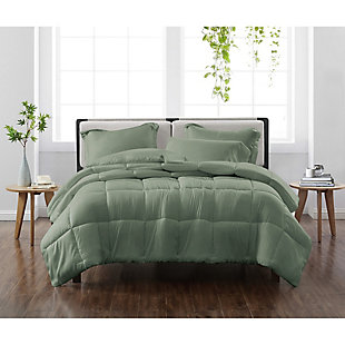 Cannon Solid 3-Piece Full/Queen Comforter Set, Green, rollover